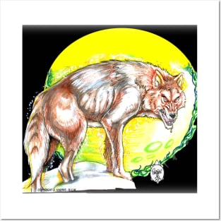 WOLF AND MOON Posters and Art